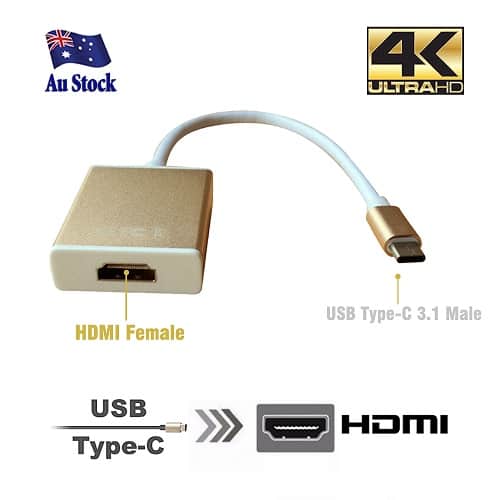 USB Type C 3.1 Male to HDMI Female HDTV 1080p Adapter Cable USB Type C 3.1 Male to HDMI Female HDTV 1080p Adapter Cable